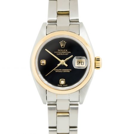 Rolex 79163 Datejust Two-Tone Black Diamond Dial Watch