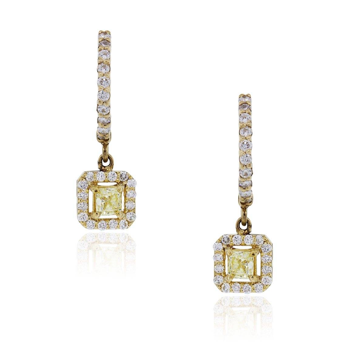 Yellow gold fancy yellow diamond earrings