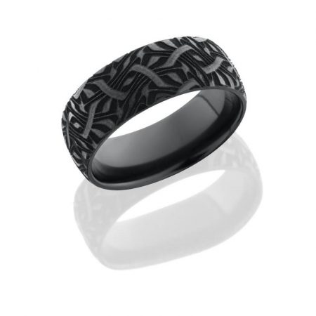 Lashbrook Zirconium 8mm Domed Band with Laser Carved Escher Pattern Boca raton