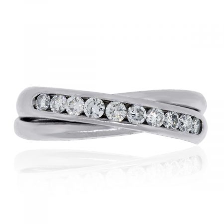 14k White Gold 0.40ctw Diamond Crossover Ring