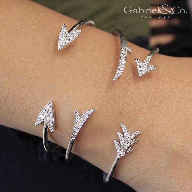 Diamond and white gold arrow bangles