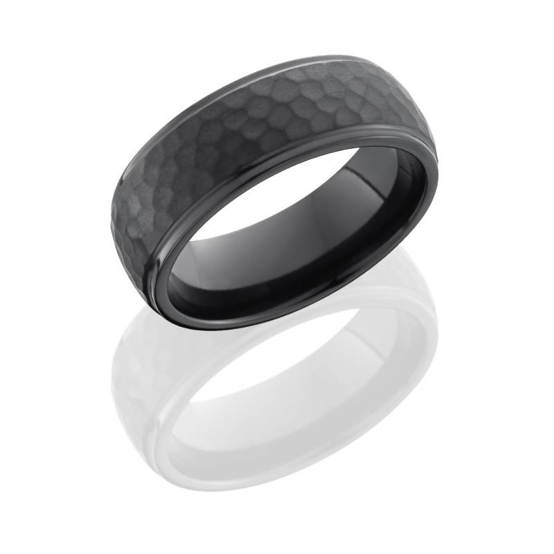 Lashbrook Zirconium 9mm Domed Wedding Band with Grooved Edges