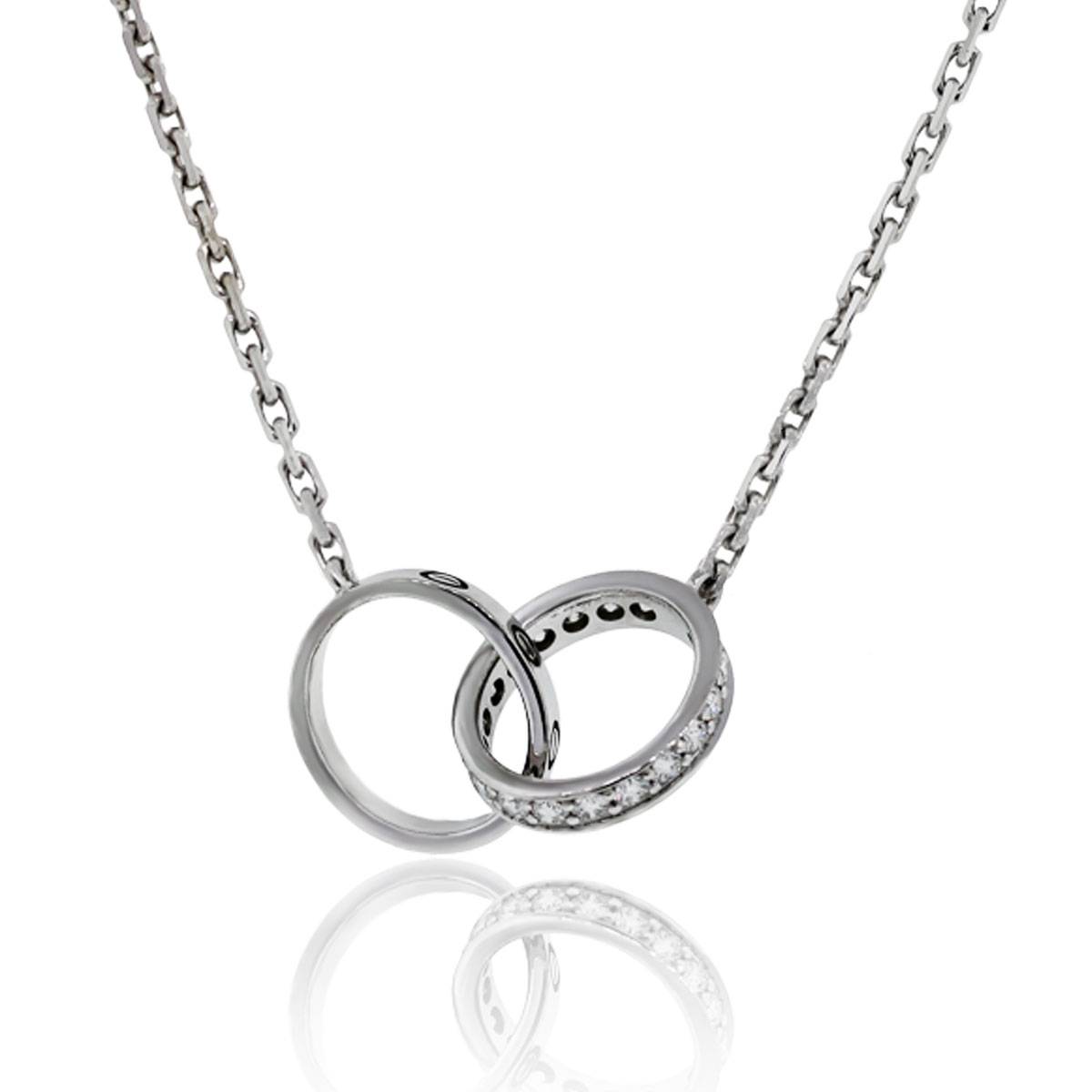 Cartier 18k White Gold & Diamond Baby Love Necklace