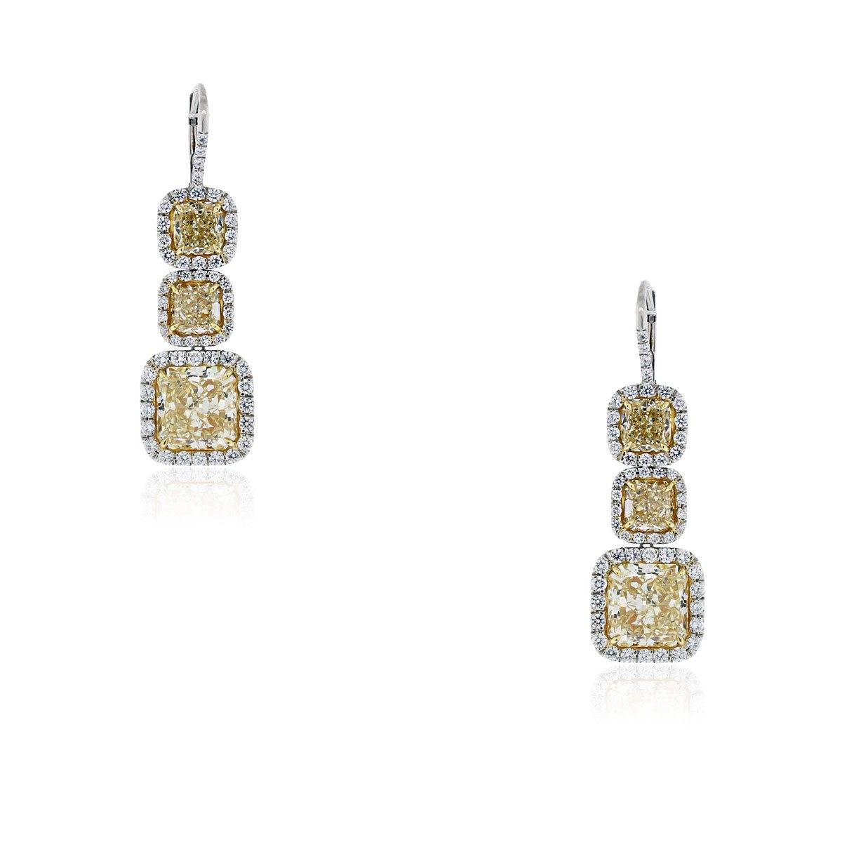 15 carat fancy yellow diamond earrings