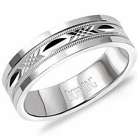 Crown Ring diamond Cut Wedding Band