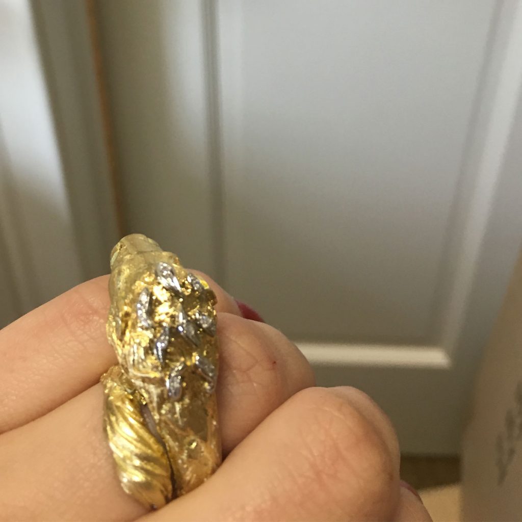 18k Yellow Gold 0.05ctw Diamond Lion Cocktail Ring