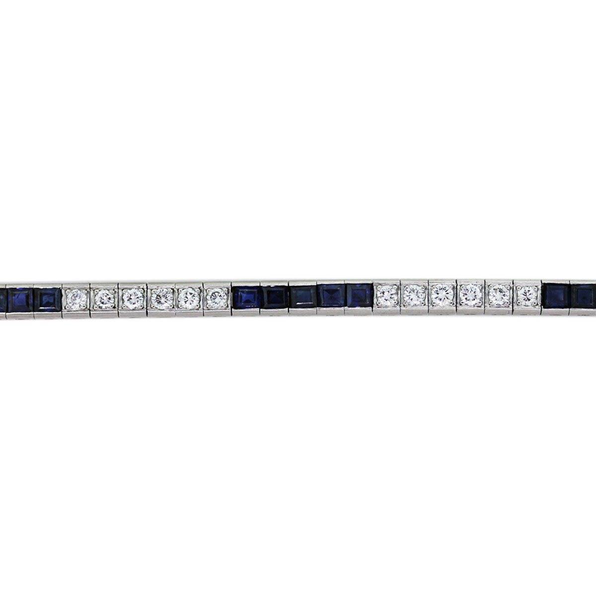 Platinum and Diamond Sapphire Tennis Bracelet