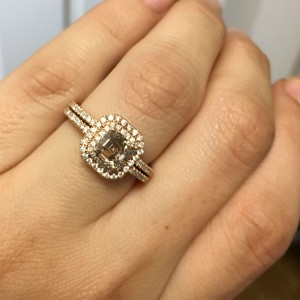14k Rose Gold 1ct Brown Asscher Diamond Engagement Ring