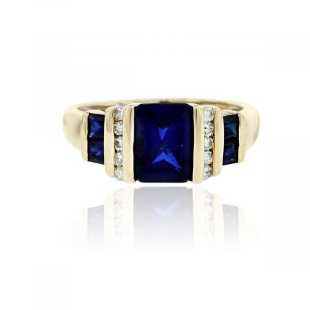 Synthetic Sapphire Cocktail RIng