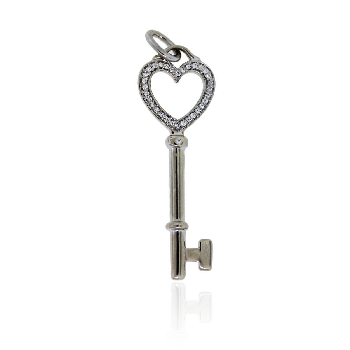 Tiffany & Co white gold heart key pendant