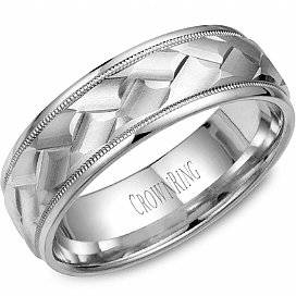 Crown Ring Textured Mens Wedding RIng