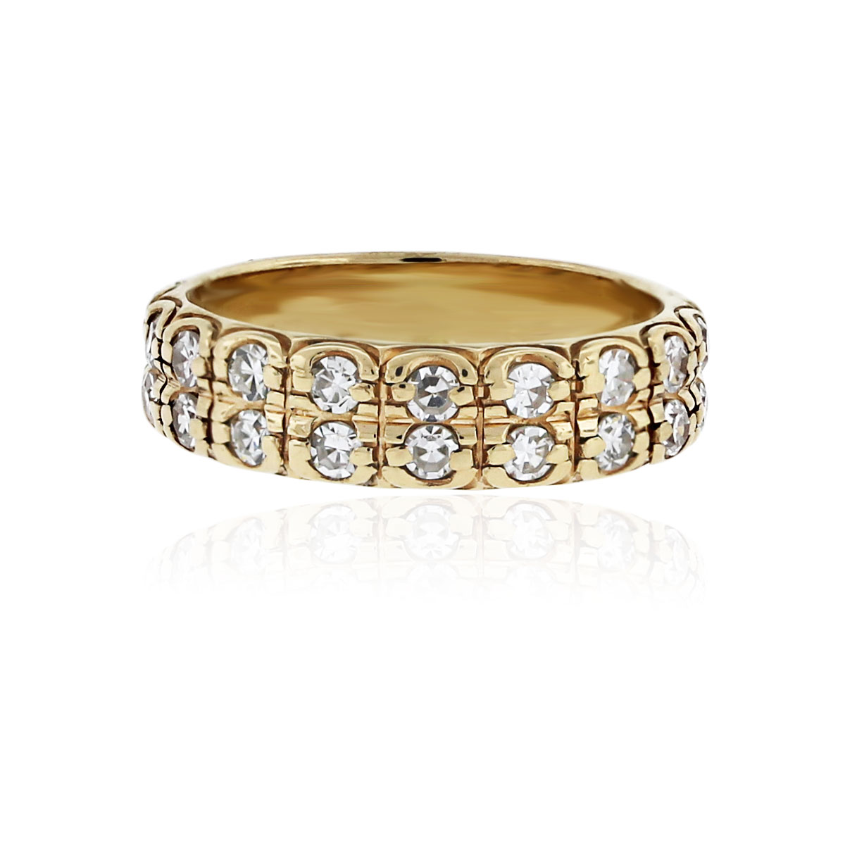 14k Yellow Gold Two Row .66ctw Diamond Ring - Raymond Lee Jewelers
