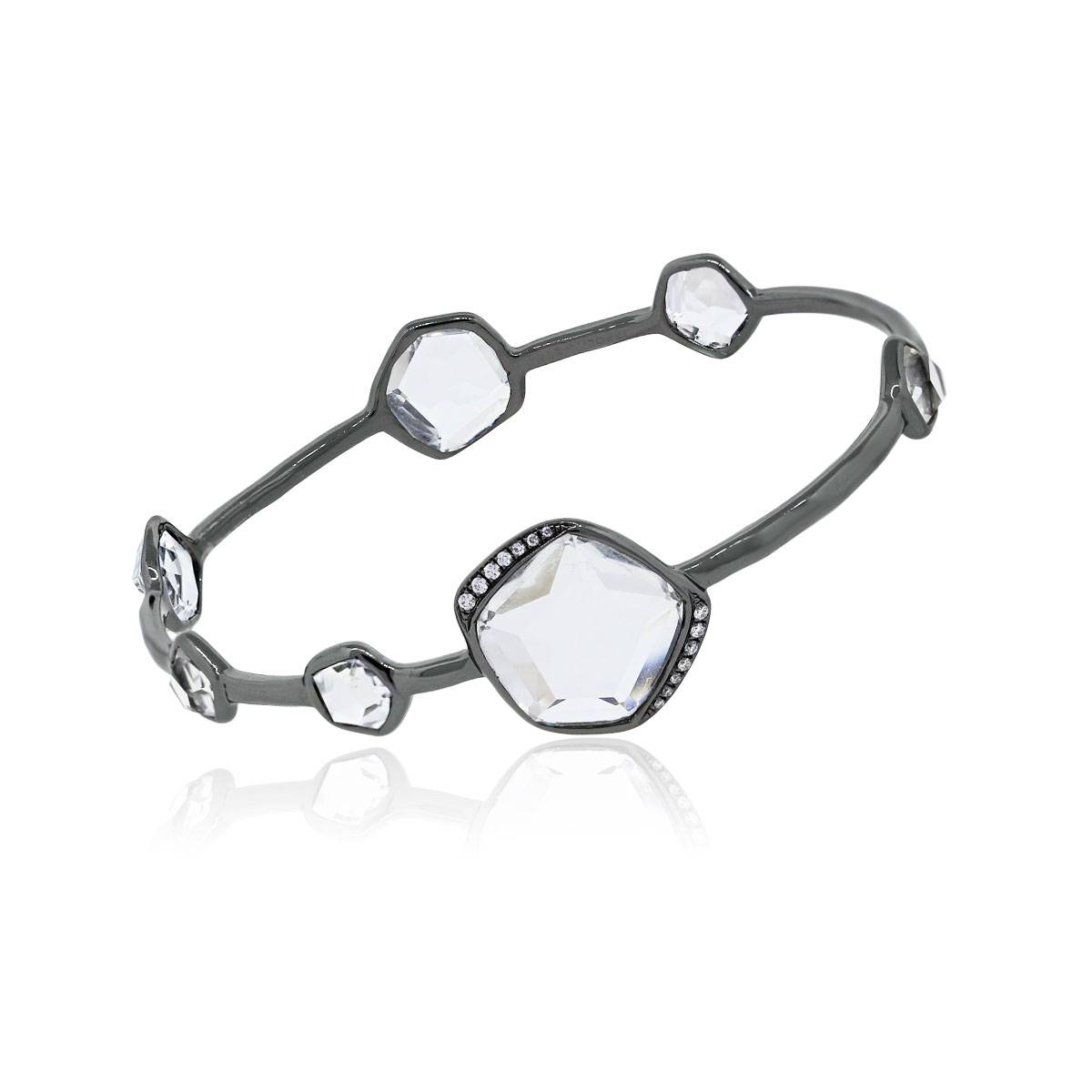 Ippolita Wicked Black Rodium 7 Stone Diamond Bangle Bracelet