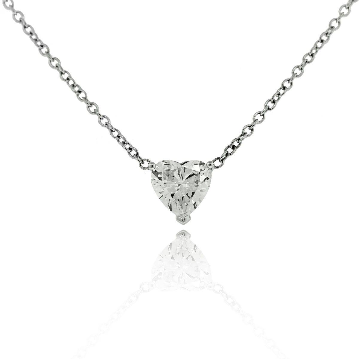 14k White Gold 1.69ctw GIA Diamond Pendant Necklace
