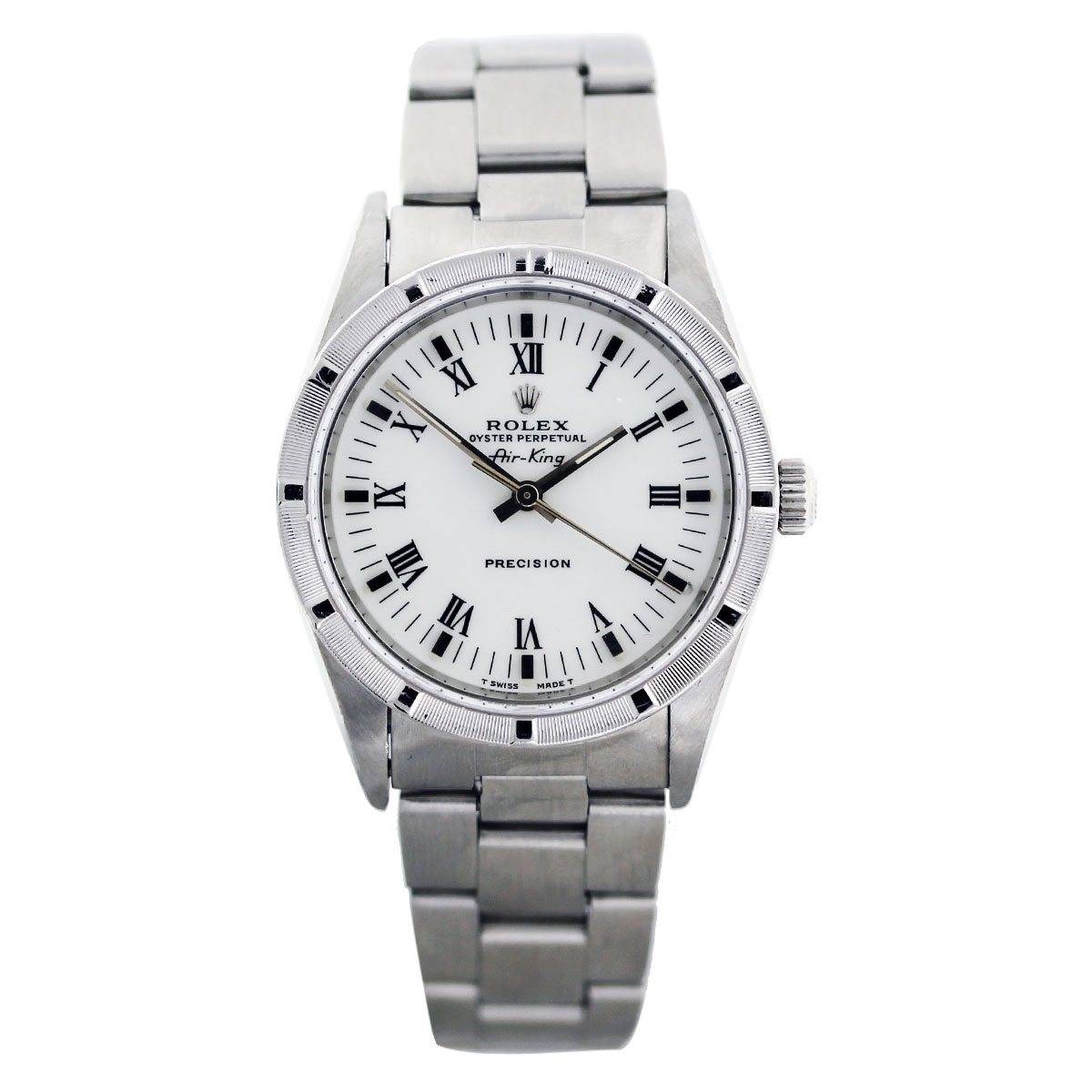 Rolex Air King 14000 White Roman Dial Automatic Mens Watch