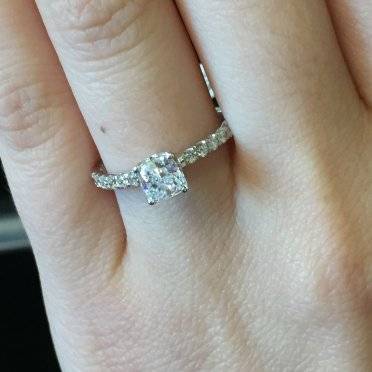 A Jaffe Cushion cut diamond engagement ring