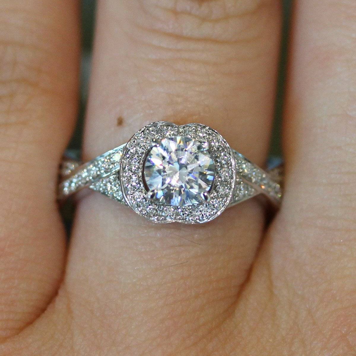 A Jaffe Gorgeous unique halo engagement ring