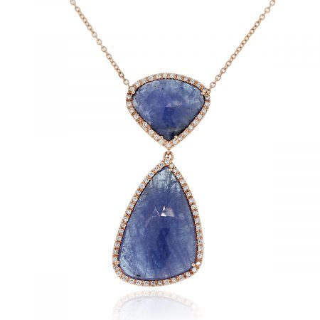 14k Rose Gold 38ctw Tanzanite Slice necklace is Beautiful