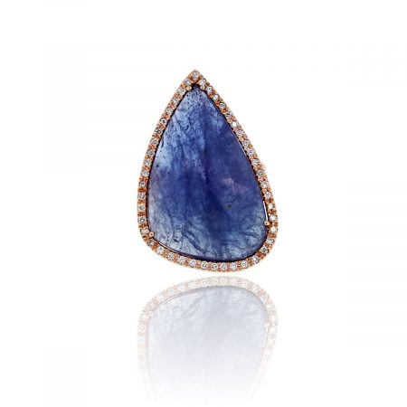 14k Rose Gold 23ctw Tanzanite Slice Cocktail Ring