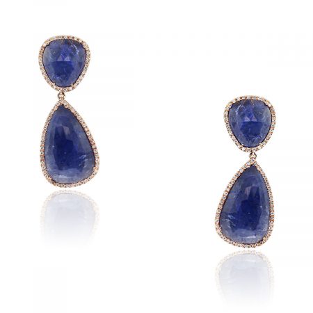 Unique 14k Rose Gold 65ctw Tanzanite Diamond Earrings