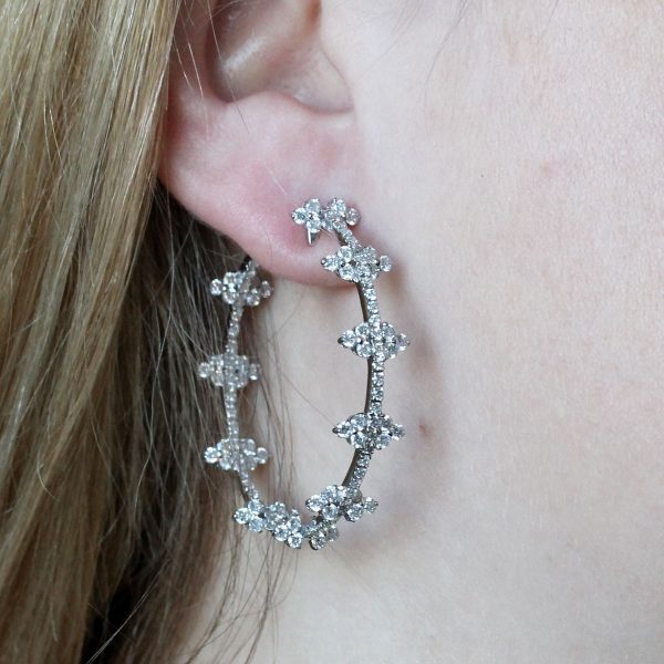 Diamond Floral Hoop Earrings