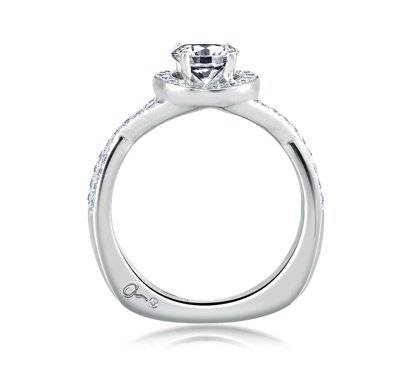 A Jaffe Engagement ring with a soft square base so it's more comfortable and WON'T SPIN!