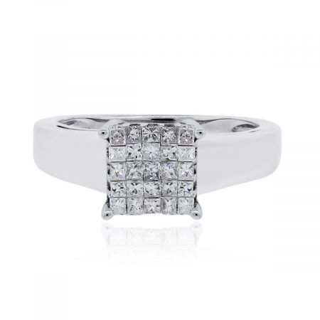 White Gold 0.60ctw Invisible Set Princess Cut Diamond Ring