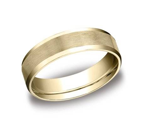 Benchmark mens wedding ring yellow gold satin finish