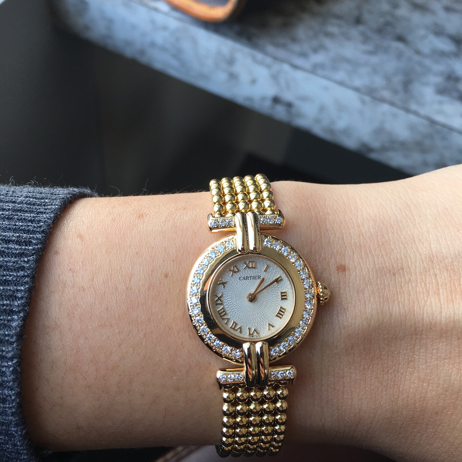 Cartier Rivoli 18k Yellow Gold Diamond Bezel Ladies Watch