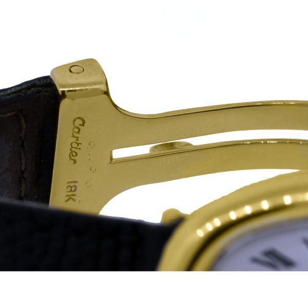 leather and gold cartier baignoire watch