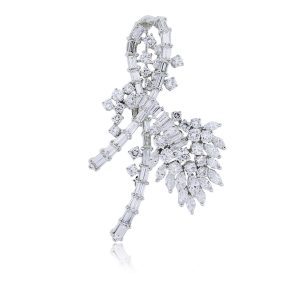 Platinum 6ctw Diamond floral vintage bow pin