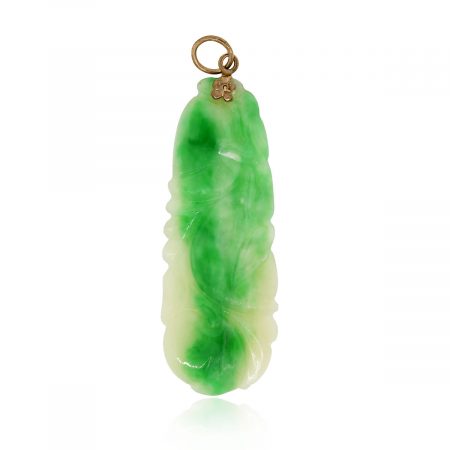 jade carved pendants in yellow gold