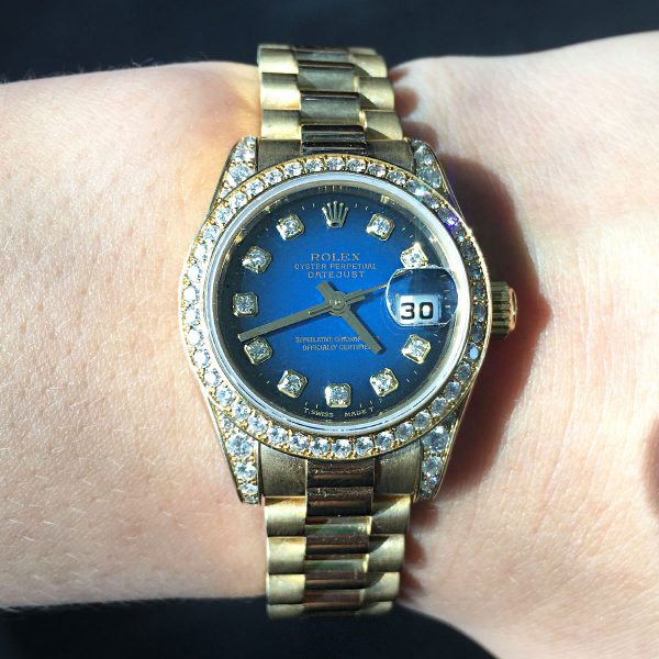 Rolex Gold Diamond Dial Ladies Watch