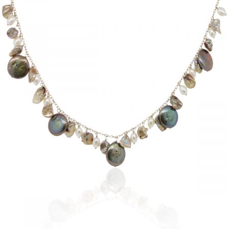 14k Yellow Gold Multi Pearl Necklace