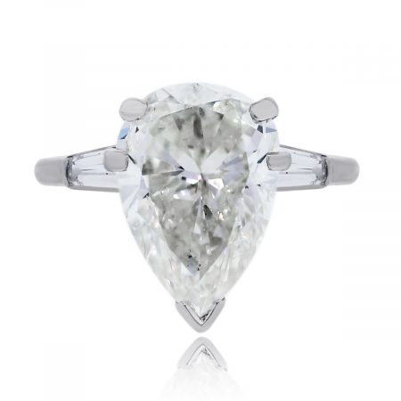 Platinum 6.21ct Pear Shape Diamond Engagement Ring