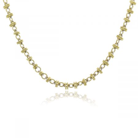 18k Two Tone Gold twisted rope necklace
