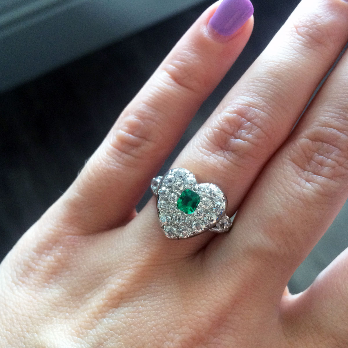 Tiffany & Co. Rings Platinum 18k Gold Diamond, Emerald Heart Ring