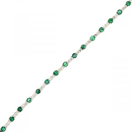 White Gold Diamond Emerald Bracelet