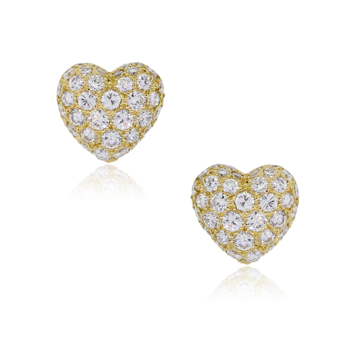 Cartier 18k Yellow Gold 1.50ctw Diamond Heart Earrings