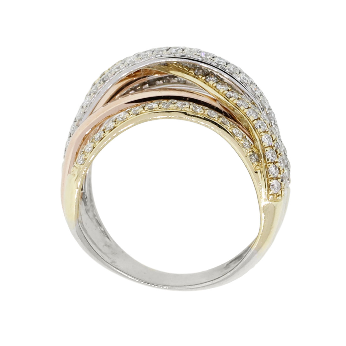 Effy 14k Tri Gold 2.25ctw Diamond Crossover Ring