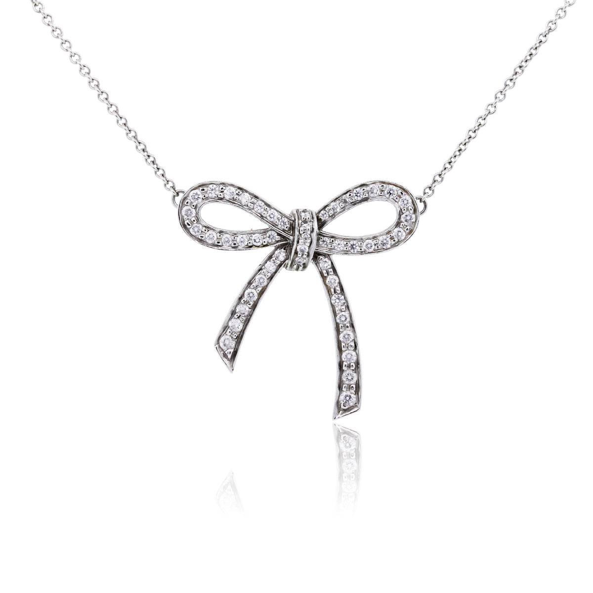 Tiffany diamond bow necklace