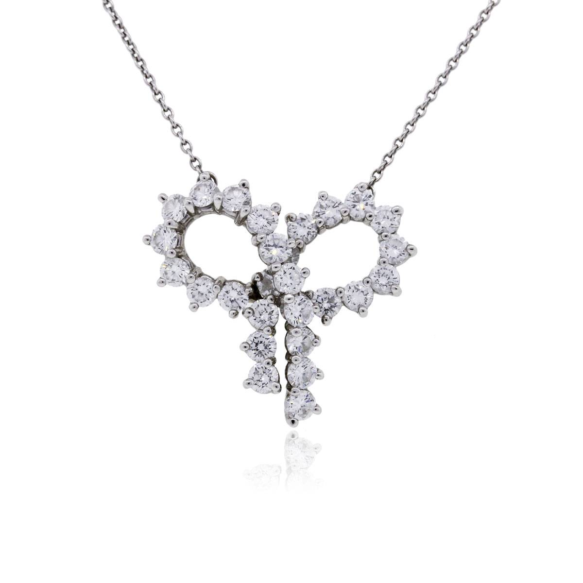 Tiffany & Co. Large diamond bow pendant