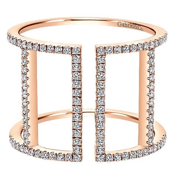 Gabriel NY Pink Gold Diamond Bar Ring