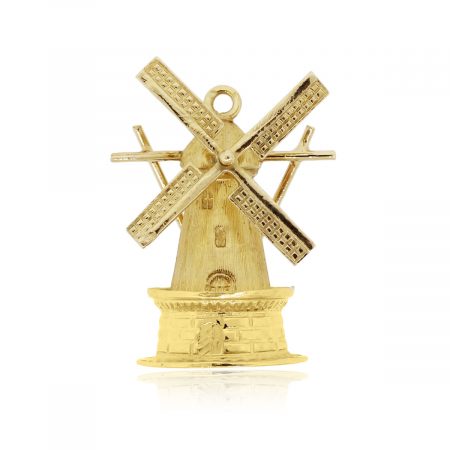 14k Yellow Gold Windmill Charm Pendant