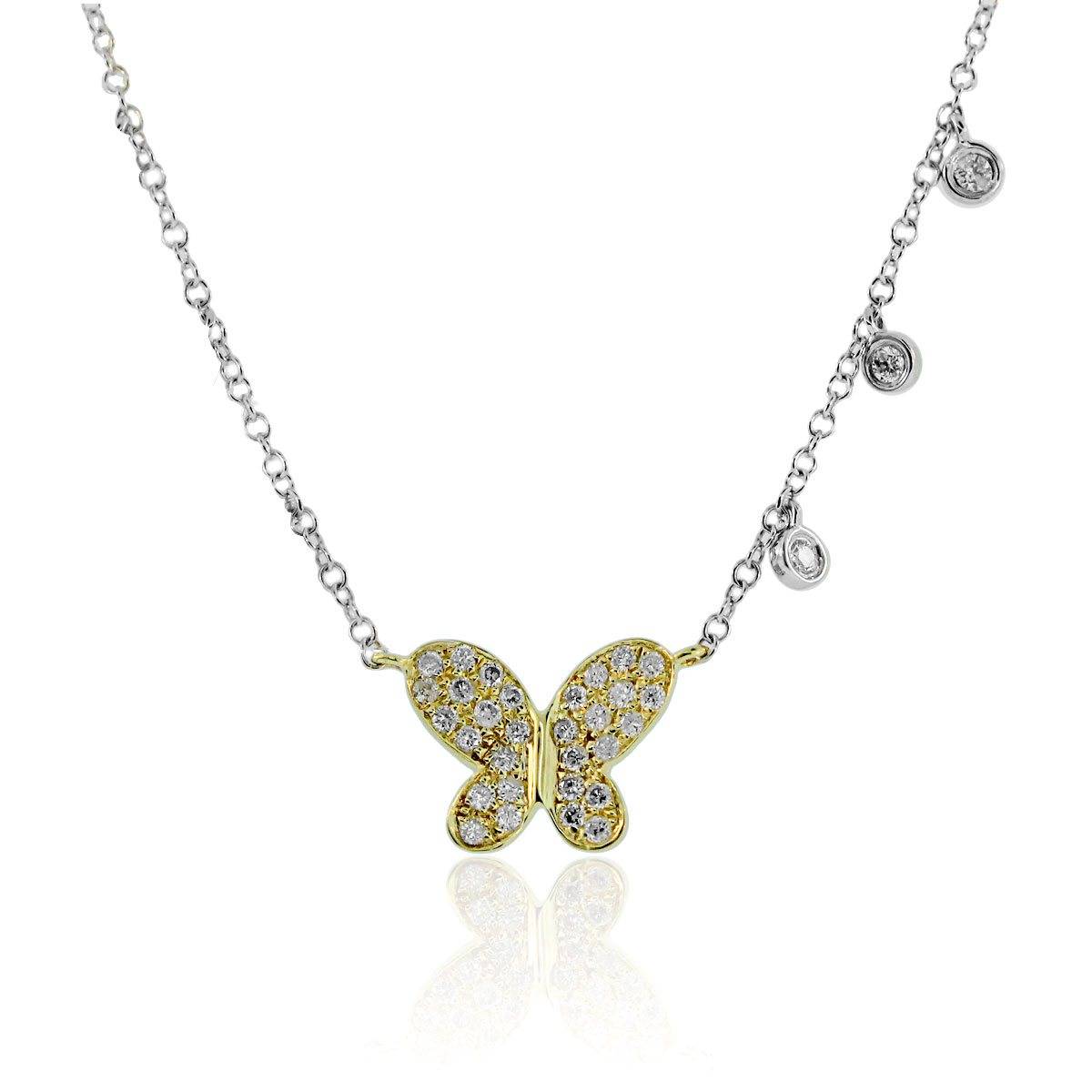 Meira T two tone butterfly pendant with diamonds