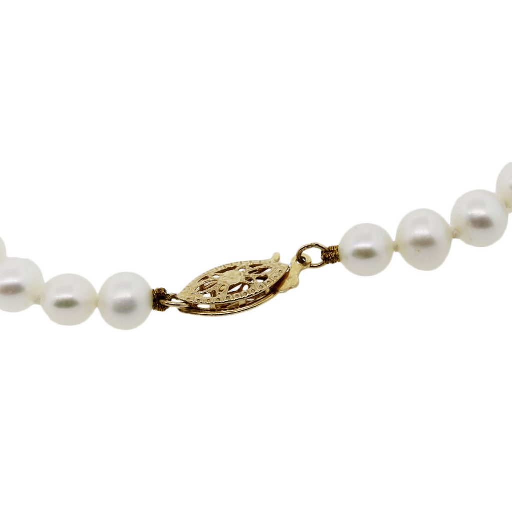 Yellow Gold 5.5mm Pearl Strand Necklace
