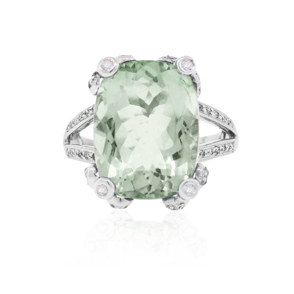 Praisiolite and Diamond Ring