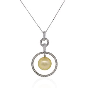 white gold Pearl Pendant Necklace