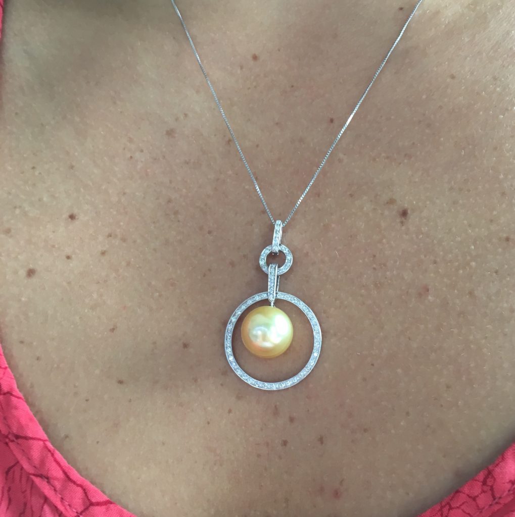Iridesse 14k White Gold 0.5ctw Diamond and Pearl Pendant Necklace
