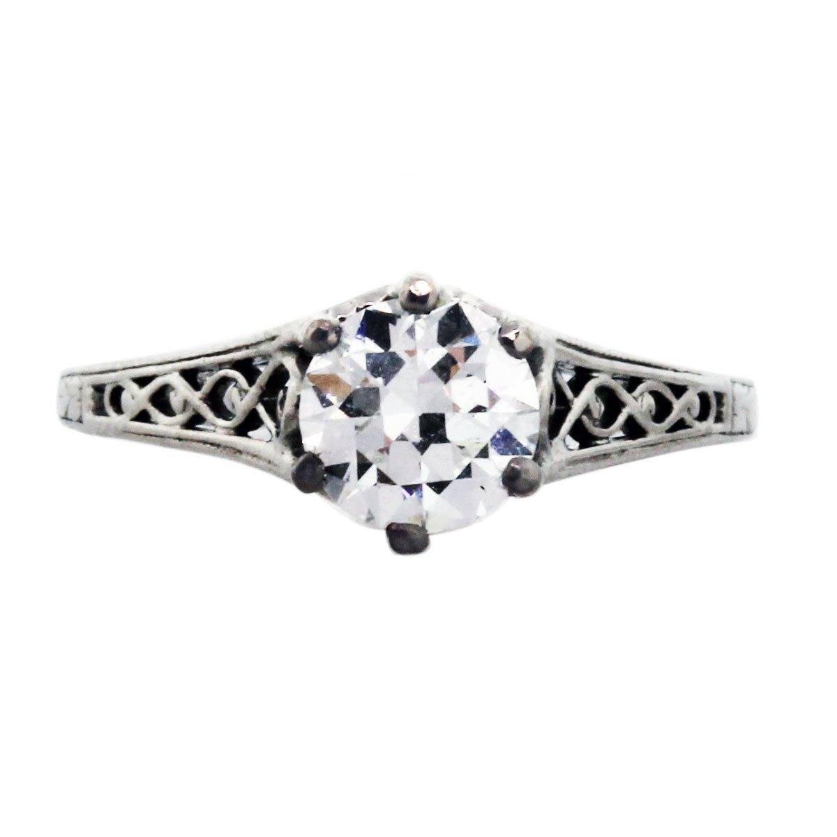 Antique diamond engagement ring set in platinum